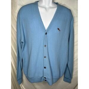 Steeplechase Grandpa Cardigan Sweater Mens XL Blue Acrylic USA Vintage 1970s